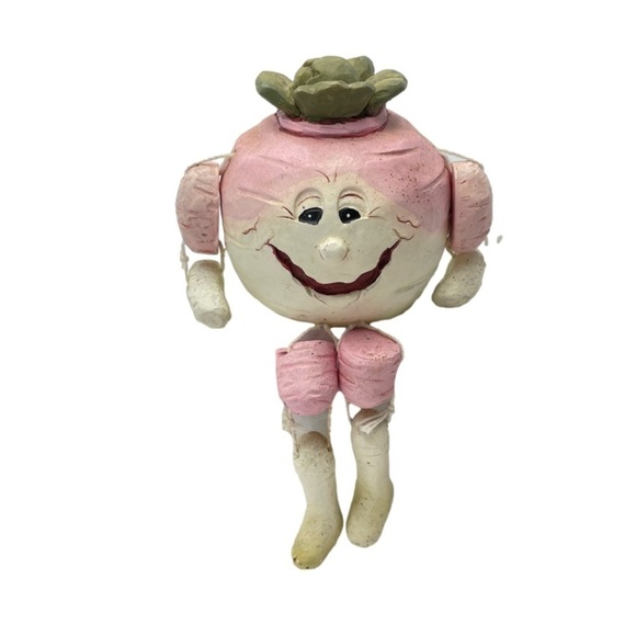 VINTAGE 80's Fruit Vegetable Shelf Sitter Anthropomorphic Resin Turnip - Picture 2 of 14